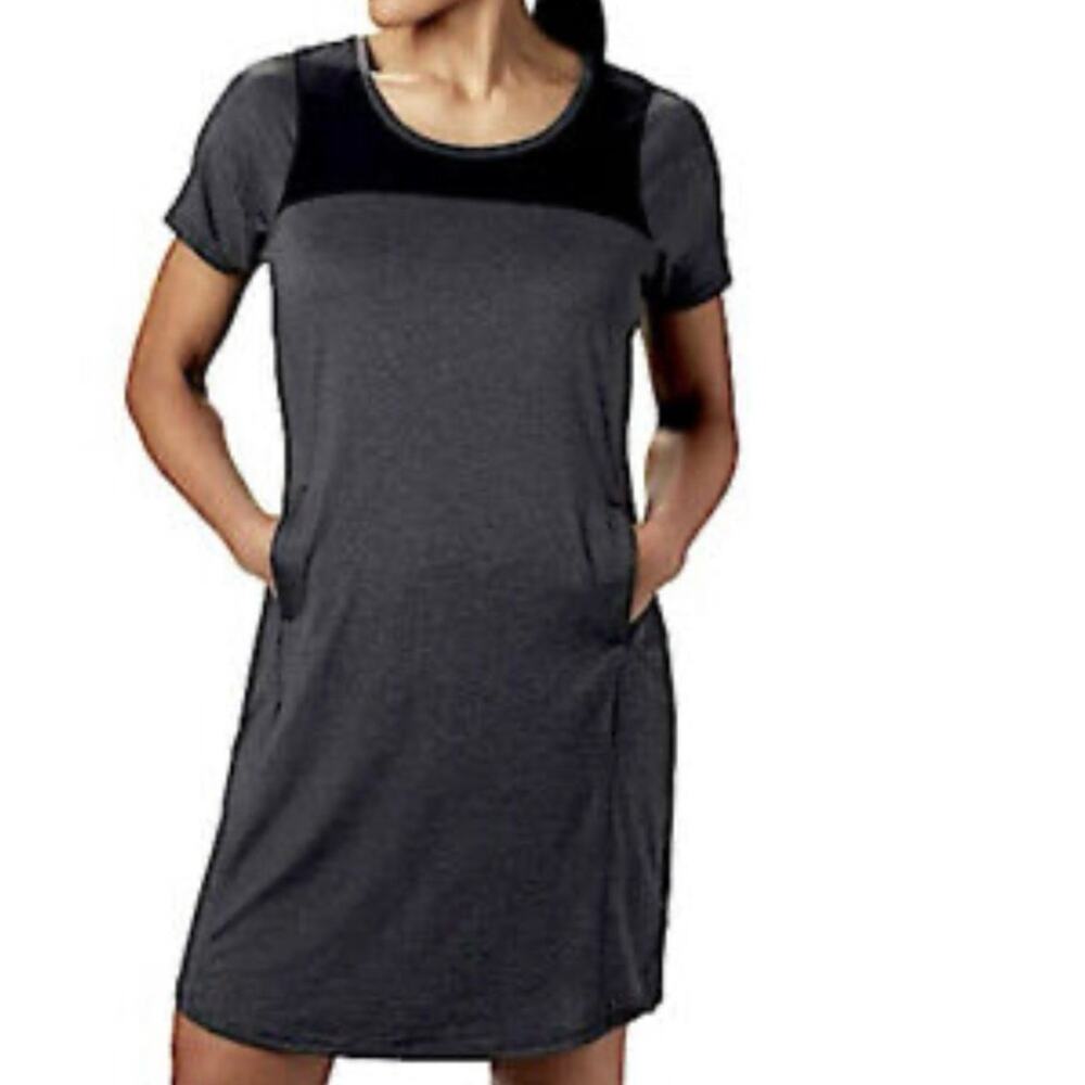 COLUMBIA Olive Sage Green Scoop Neck Short Sleeve Active Casual Dress Size Small - Picture 11 of 11